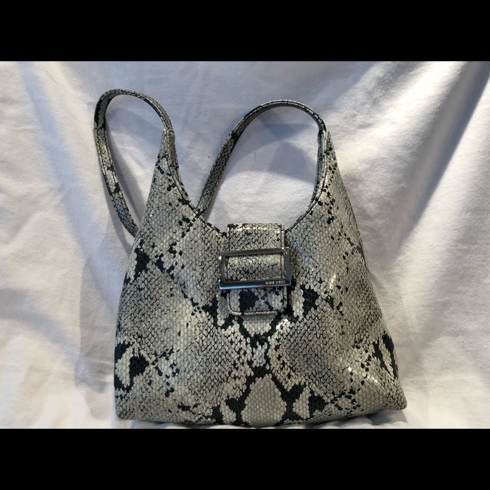 Small knockoff gray snake skin purse
